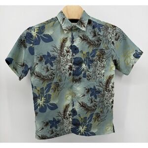 Penmans Hawaiian Shirt Men's Size M Green Blue Floral Tropical Aloha